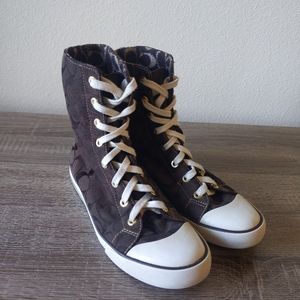 Coach Bonney Shearling High Top Lace Up Sneakers